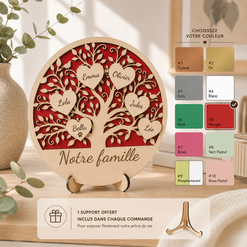 Arbre de vie familial personnalisé en bois