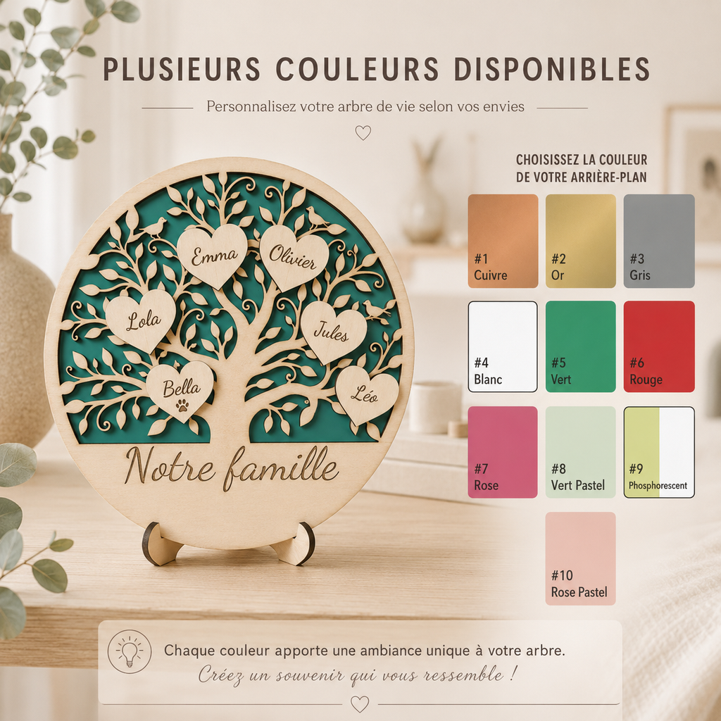 Arbre de vie familial personnalisé en bois