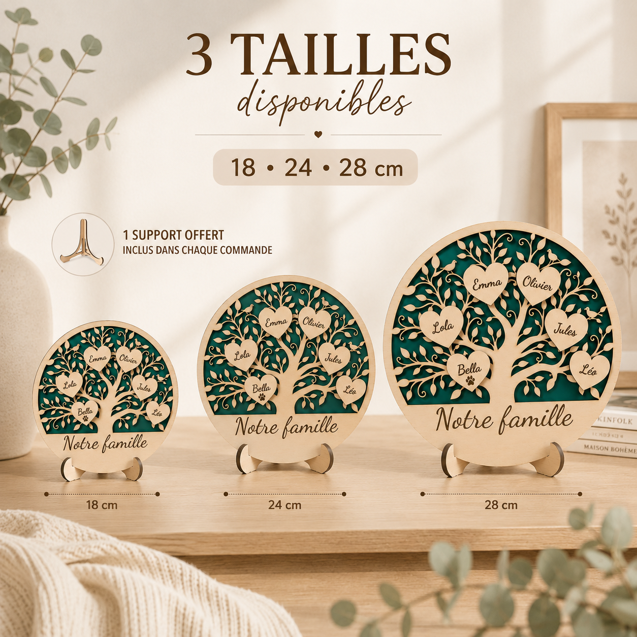 Arbre de vie familial personnalisé en bois