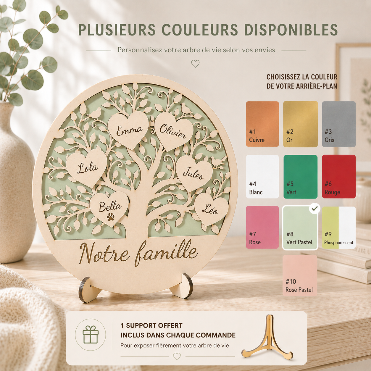 Arbre de vie familial personnalisé en bois