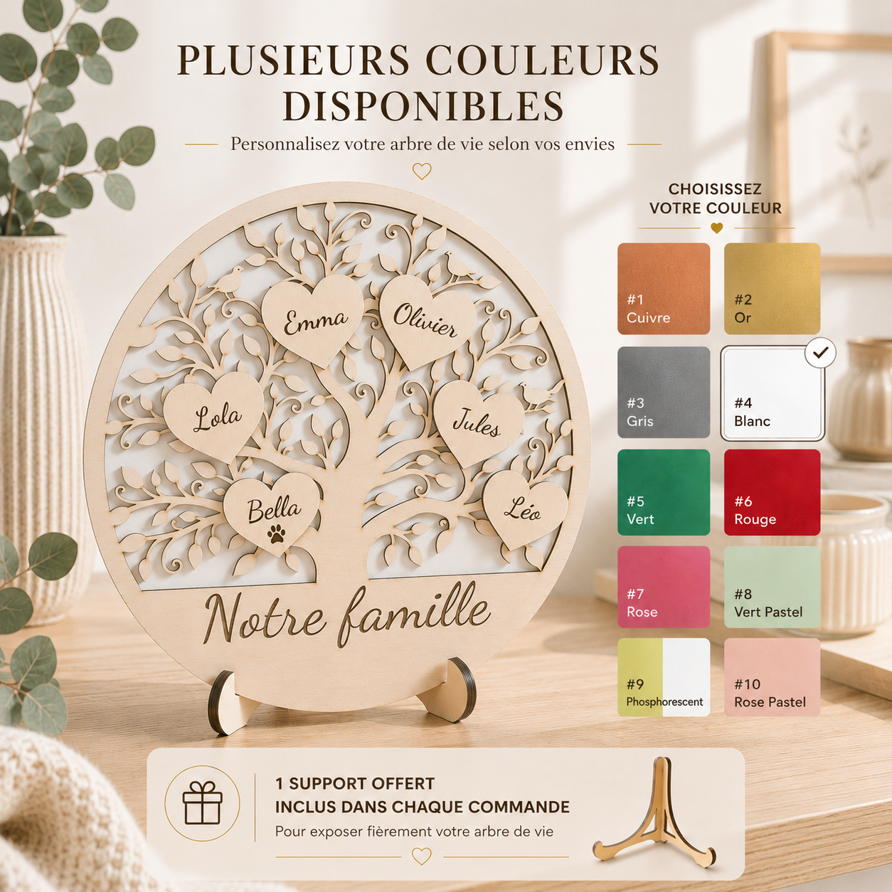 Arbre de vie familial personnalisé en bois