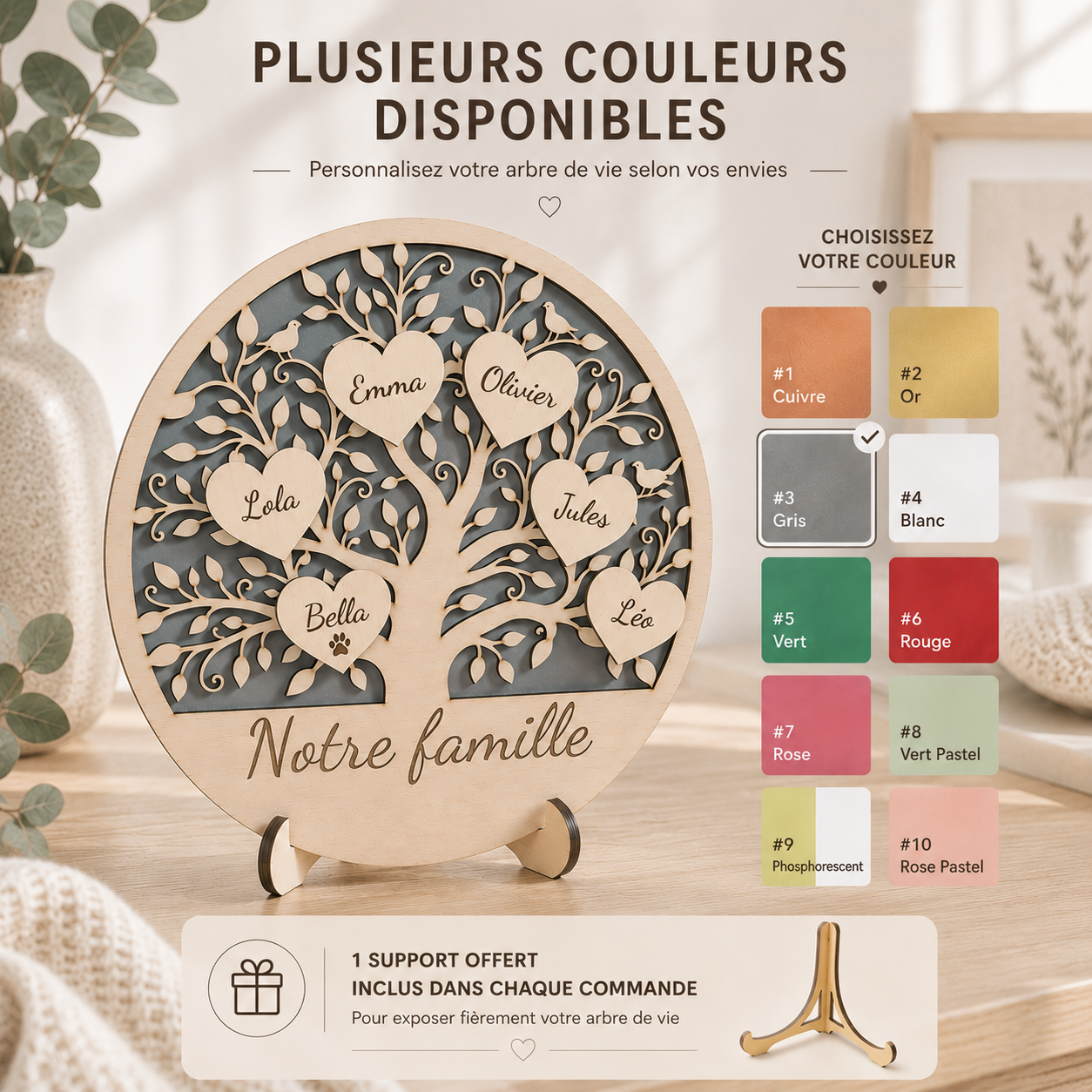 Arbre de vie familial personnalisé en bois