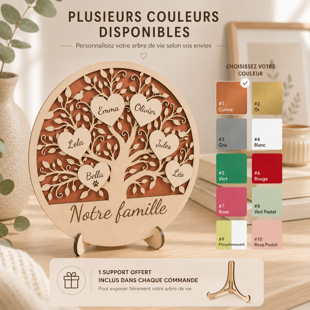 Arbre de vie familial personnalisé en bois