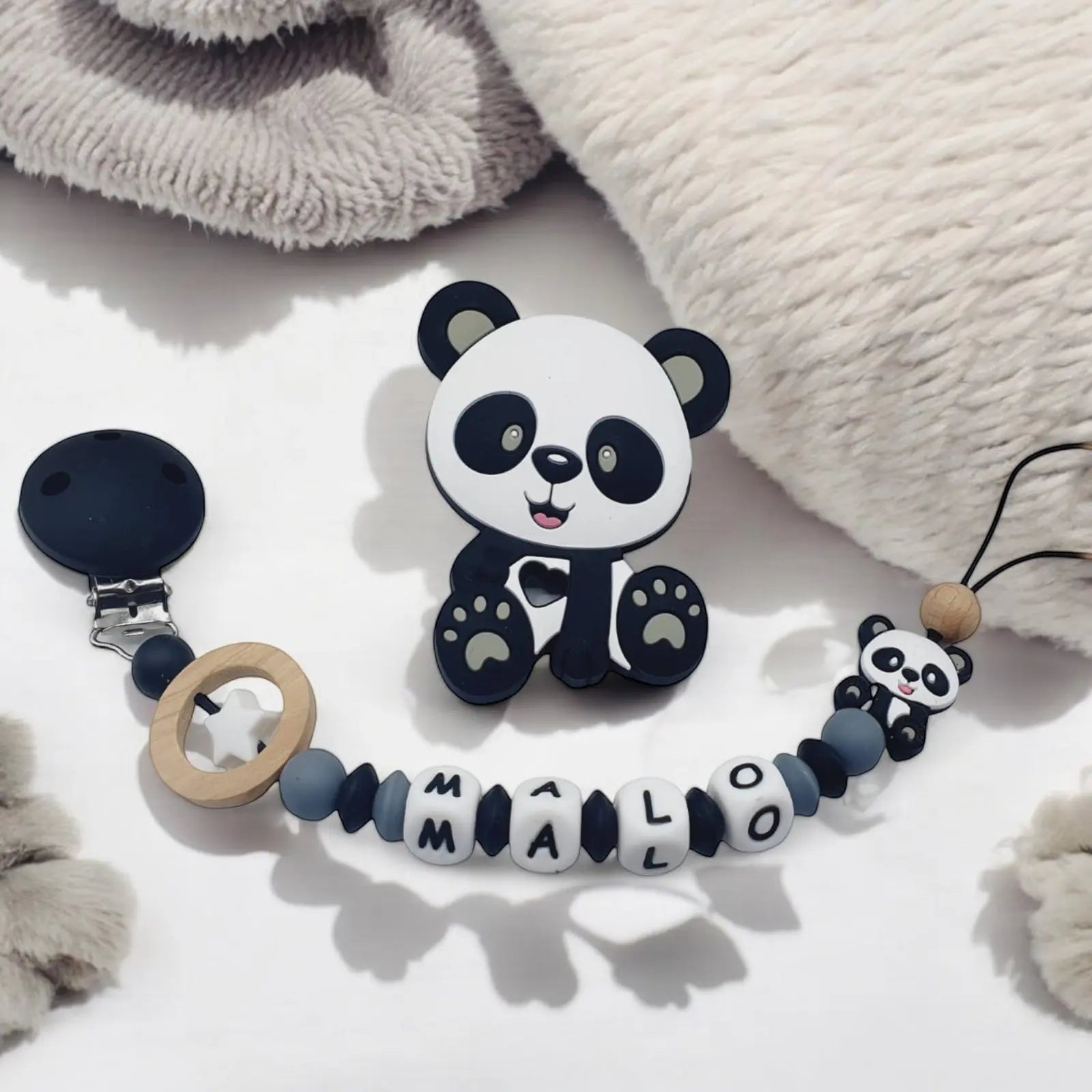 Attache tétine panda silicone etoile