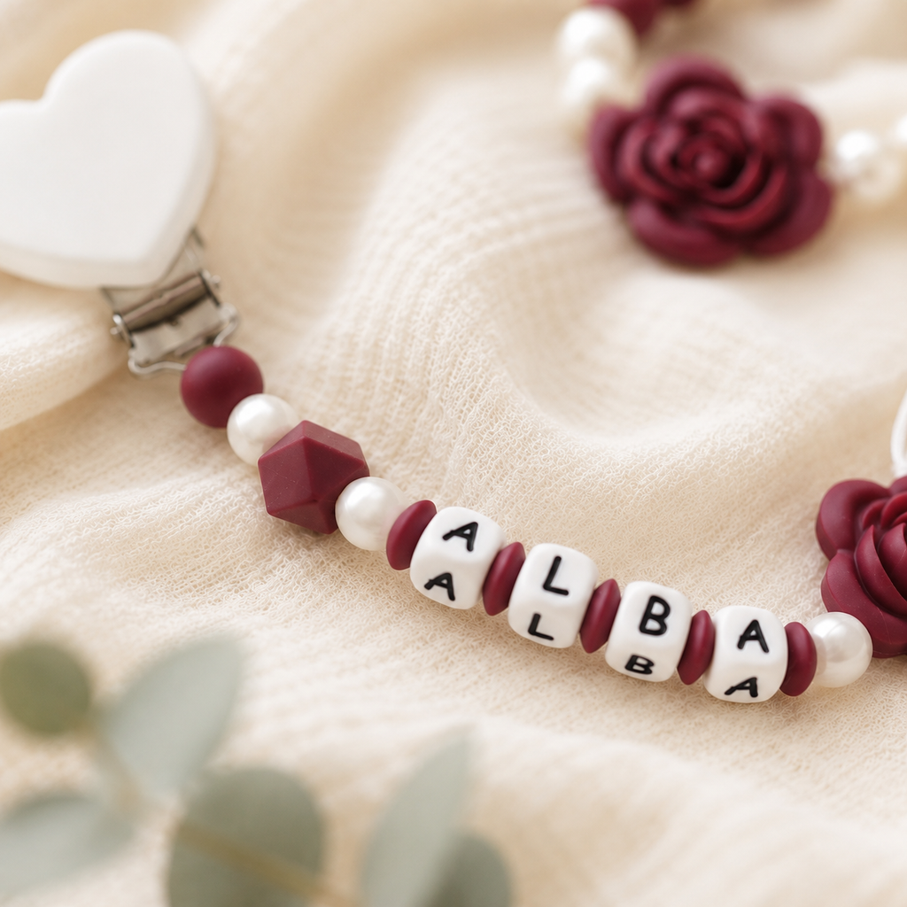 Attache sucette personnalisée fleur – silicone
