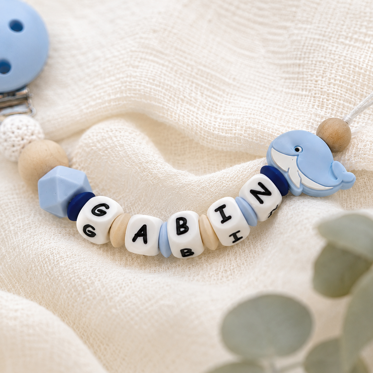Attache sucette personnalisée Baleine – silicone