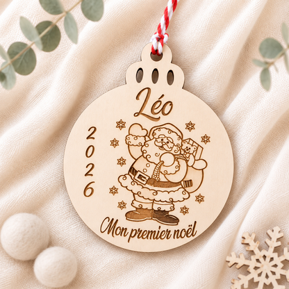 Boule « Mon premier Noël » personnalisée en bois – vue 4