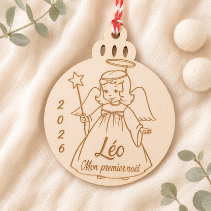 Boule « Mon premier Noël » personnalisée en bois – vue 6