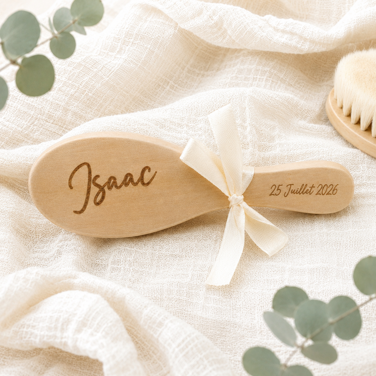Brosse bébé personnalisée – Prénom et date gravés