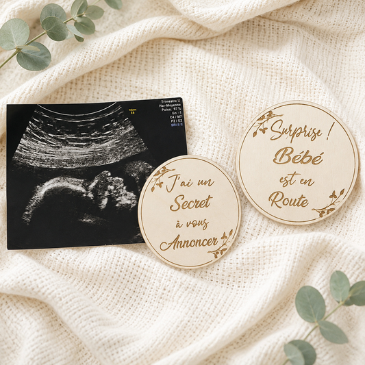 Carte annonce grossesse en bois – Bébé est en route – Surprise futurs grands-parents – Annonce bébé originale