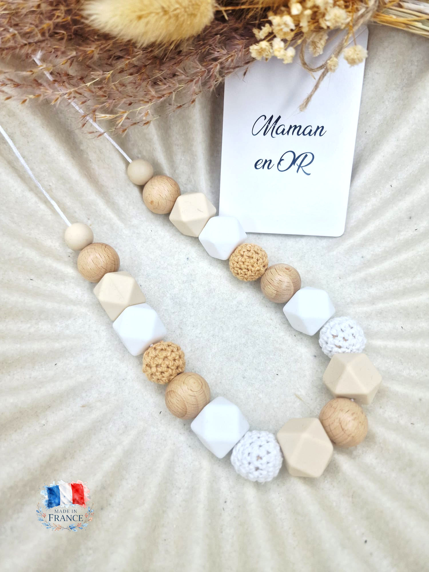 Collier de Portage et d'Allaitement en Silicone et Bois – Modèle Alba – Plusieurs coloris