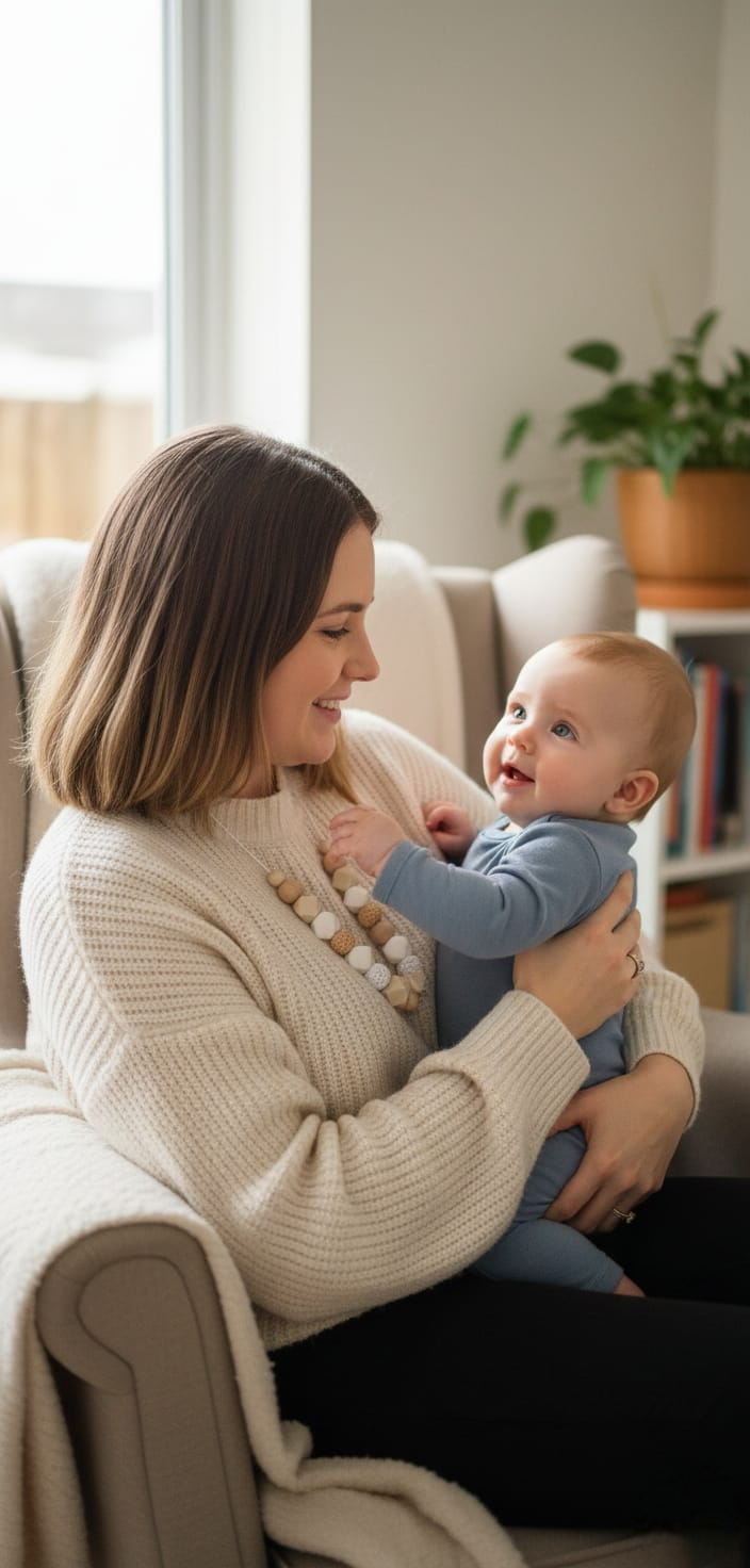 Collier de Portage et d'Allaitement en Silicone et Bois – Modèle Alba – Plusieurs coloris