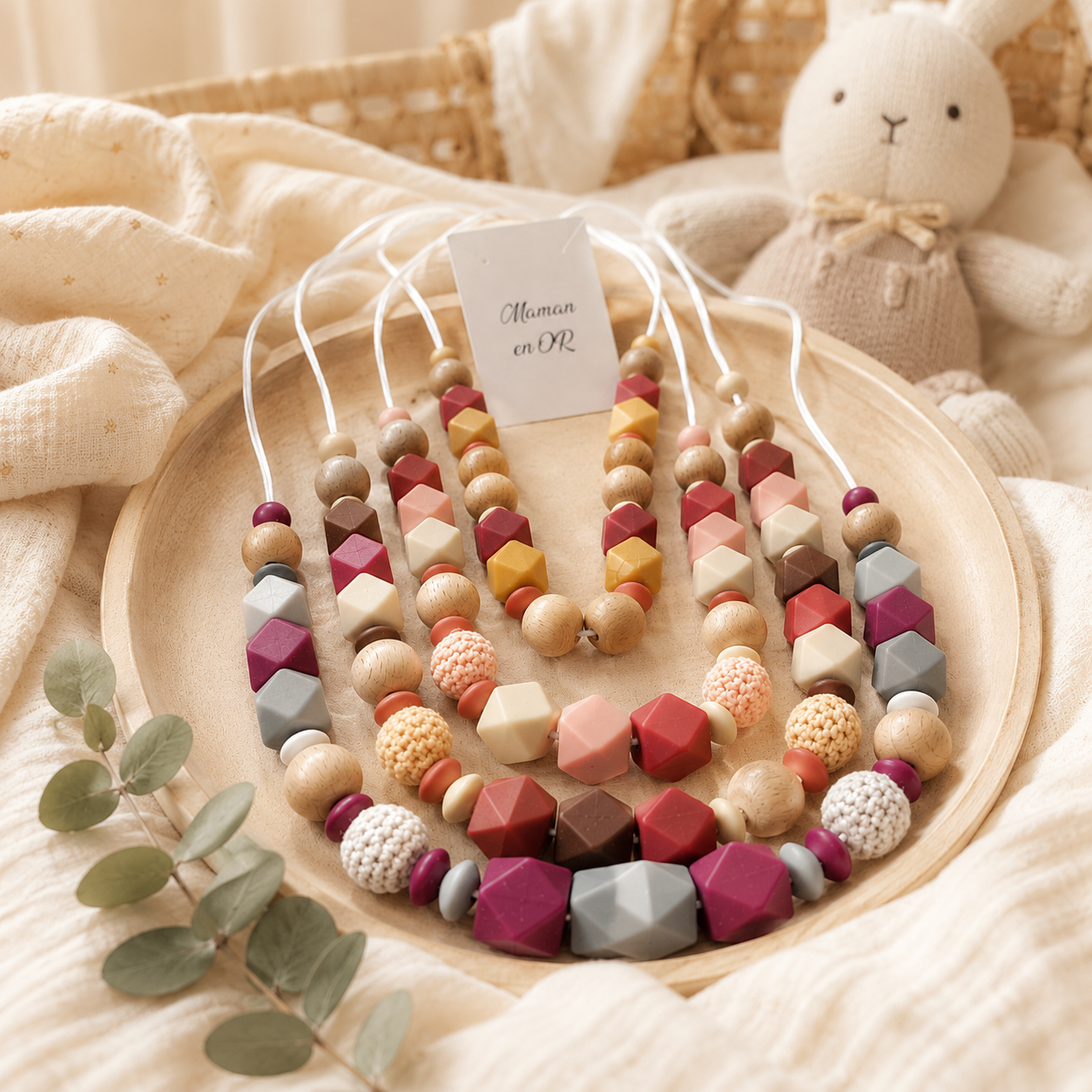 Collier d’allaitement Aura – silicone & bois