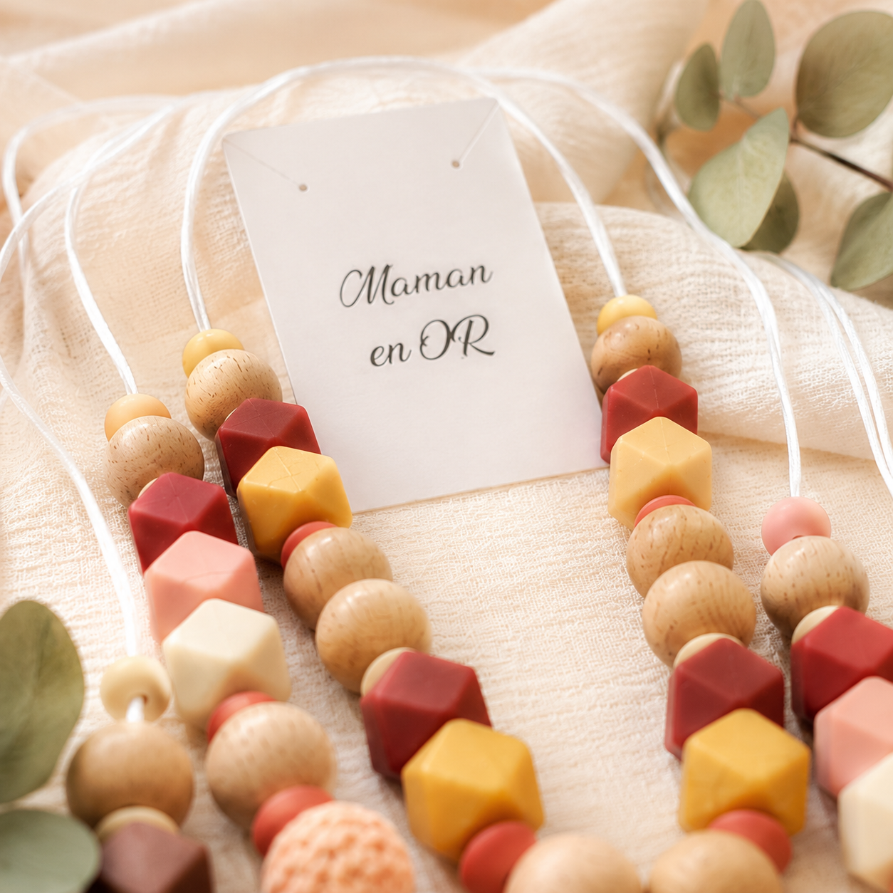 Collier d’allaitement Aura – silicone & bois