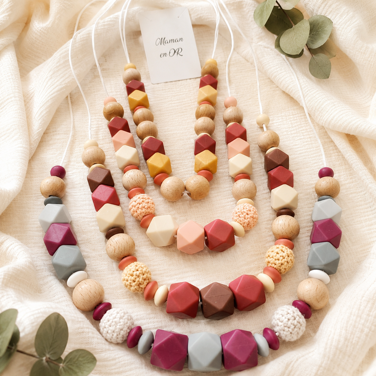 Collier d’allaitement Aura – silicone & bois
