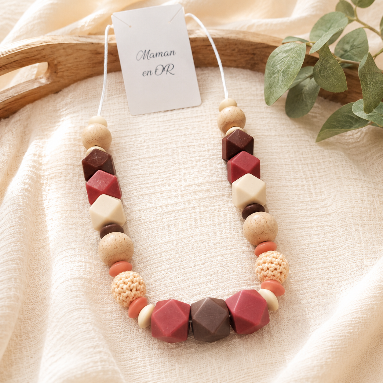 Collier d’allaitement Aura – silicone & bois