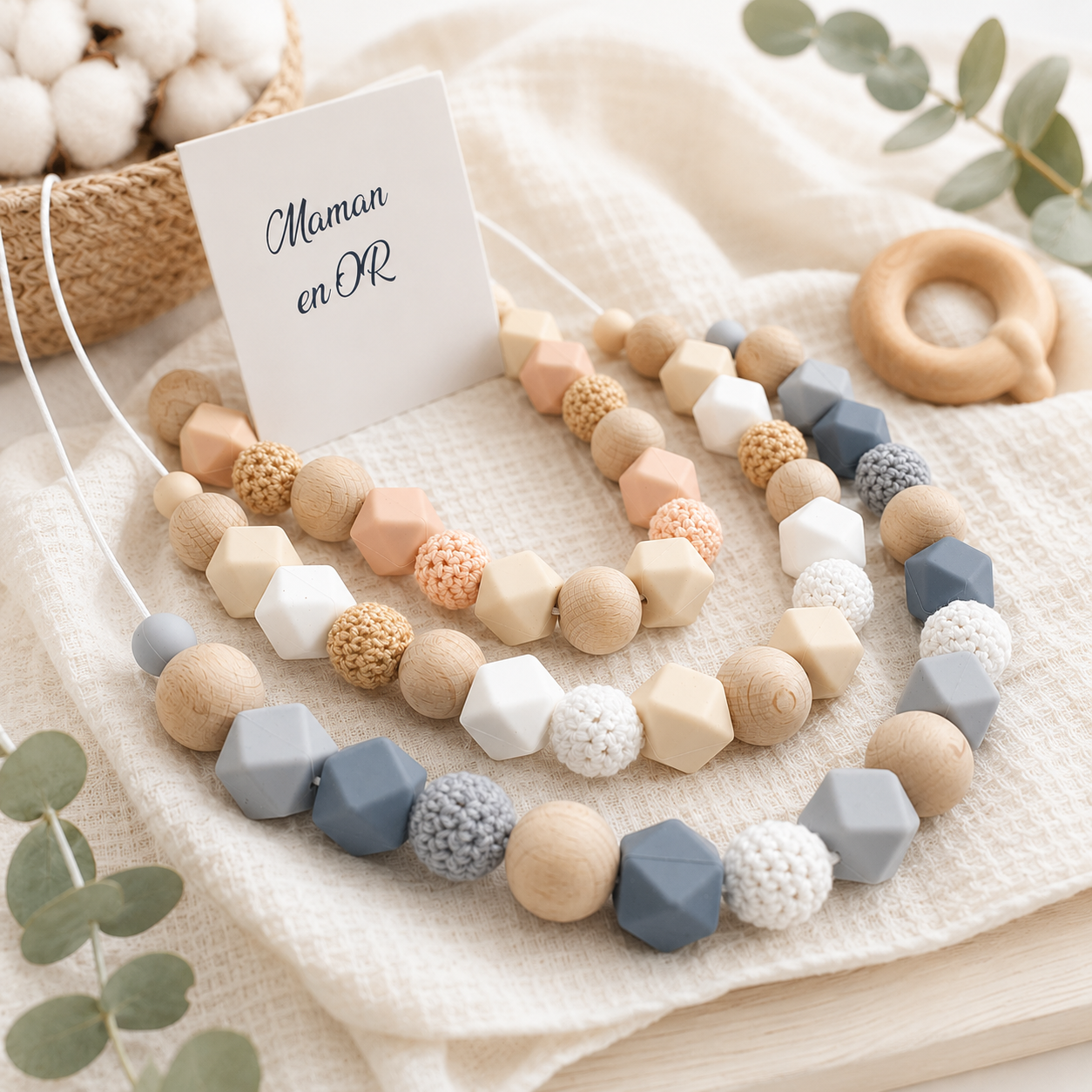 Collier d’allaitement Alba – silicone & bois