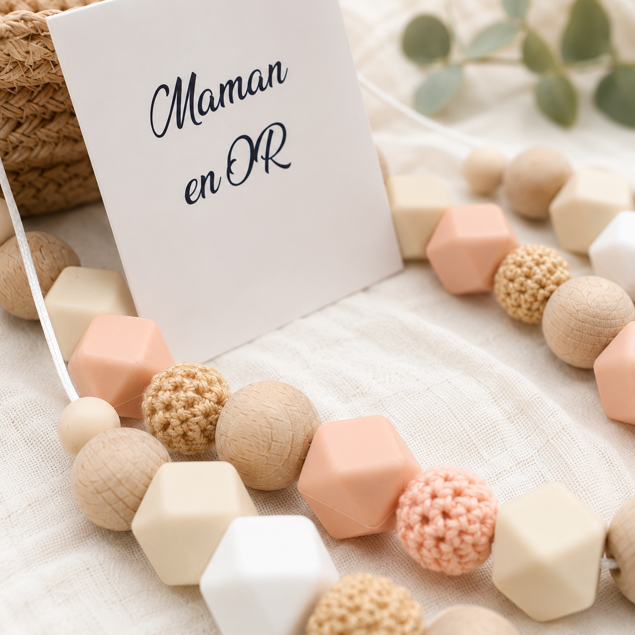 Collier d’allaitement Alba – silicone & bois