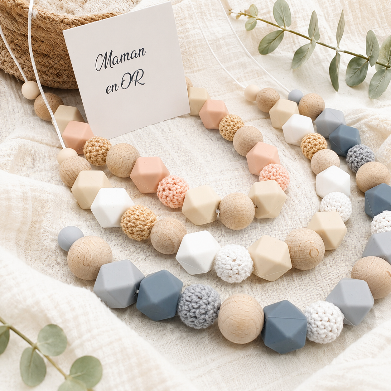 Collier d’allaitement Alba – silicone & bois