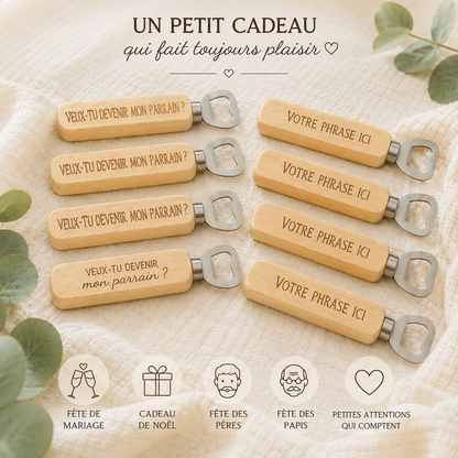 Décapsuleur personnalisé en bois gravé – vue 6