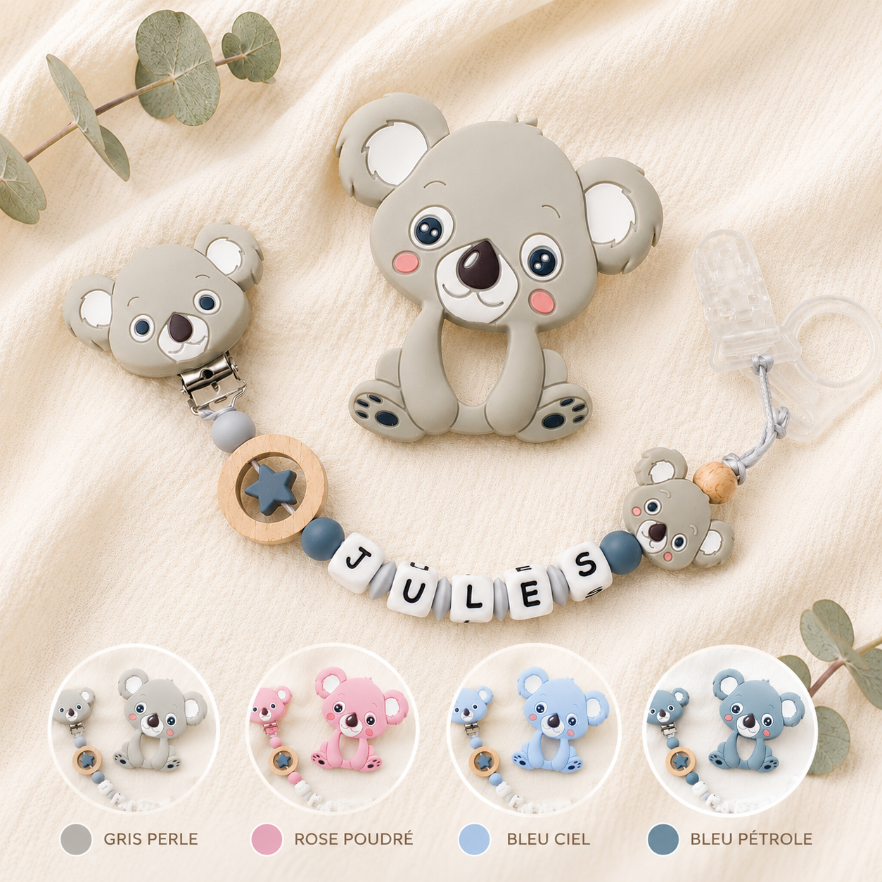Attache sucette personnalisée Koala – silicone