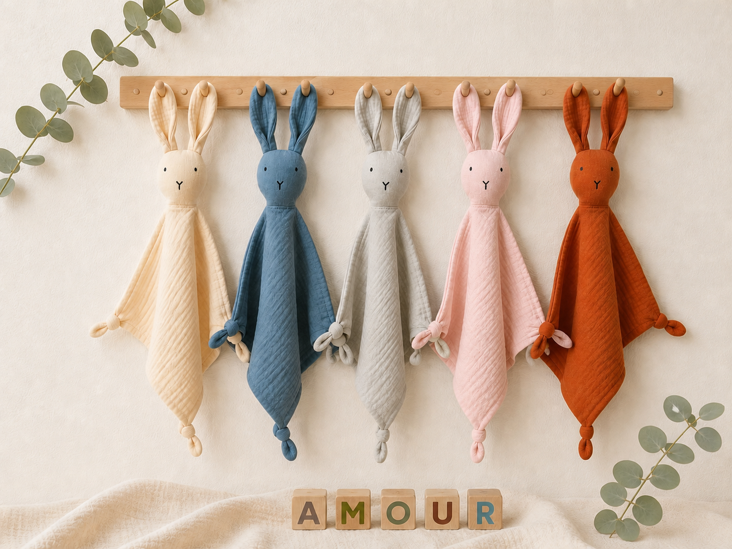 Doudou lapin personnalisé avec prénom – vue 1