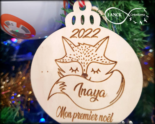 Boule « Mon premier Noël » personnalisée en bois – vue principale