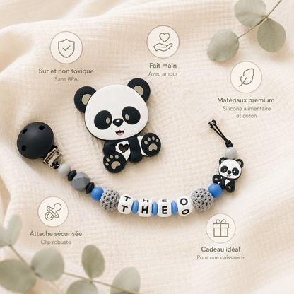 Attache sucette panda personnalisée – vue 8