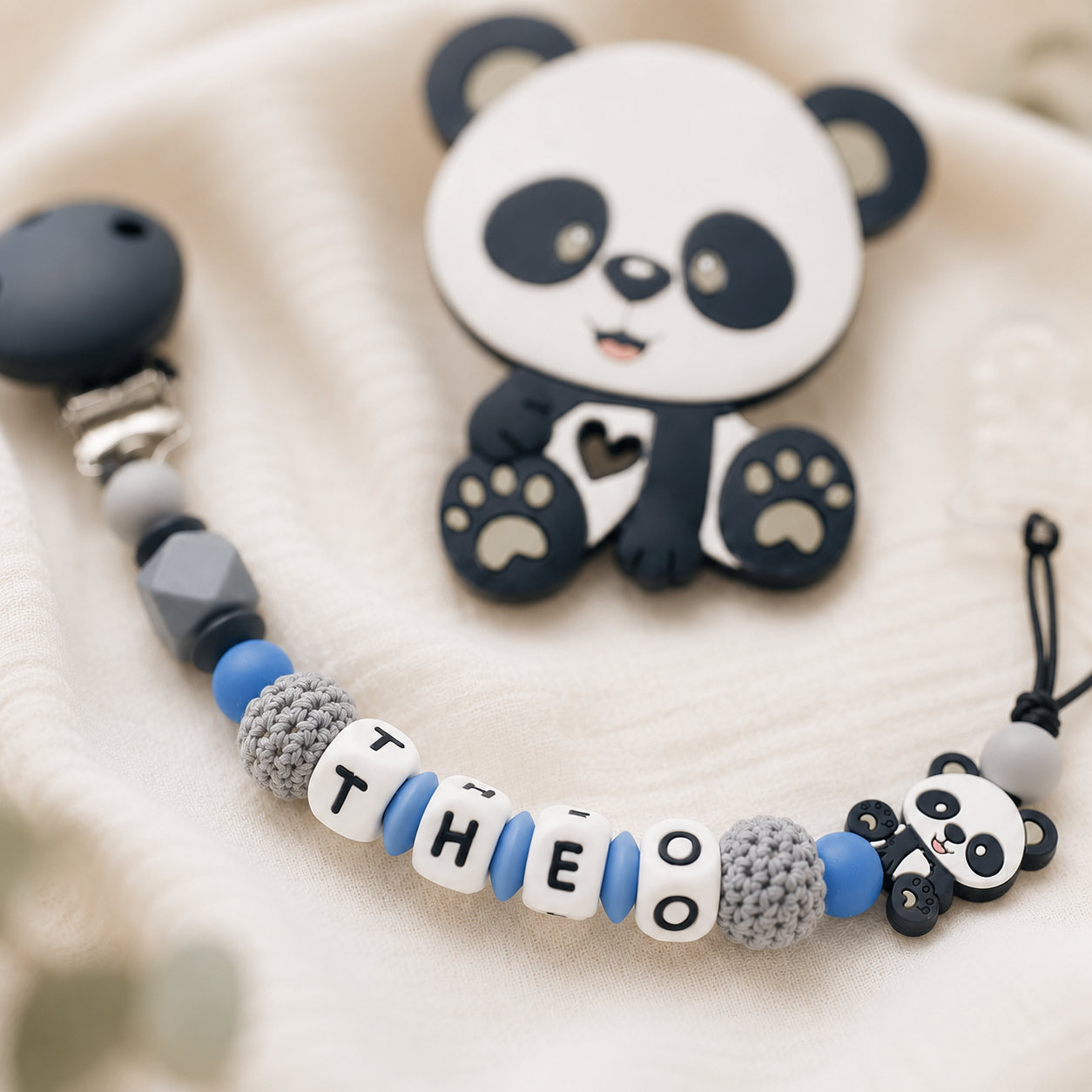 Attache sucette personnalisée Panda – silicone