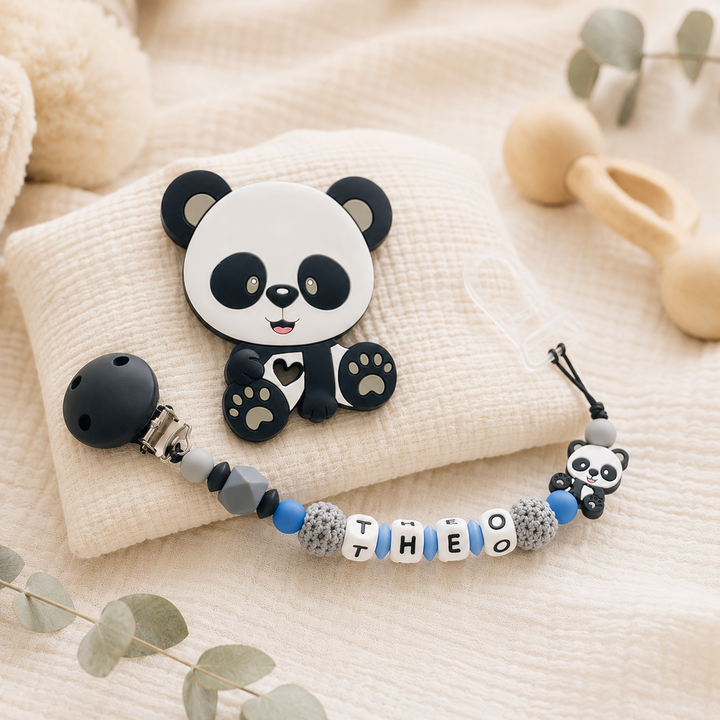 Attache sucette personnalisée Panda – silicone