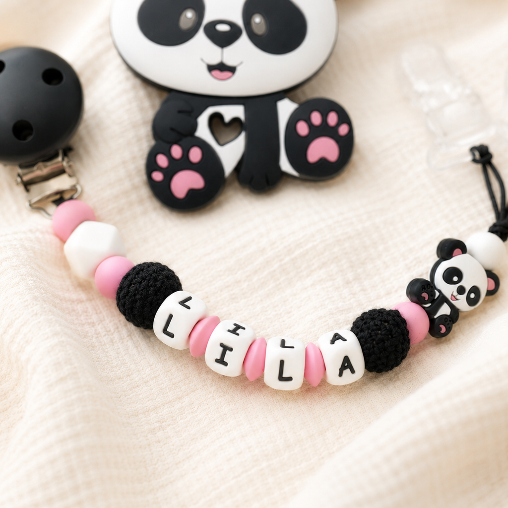 Attache sucette personnalisée Panda – silicone