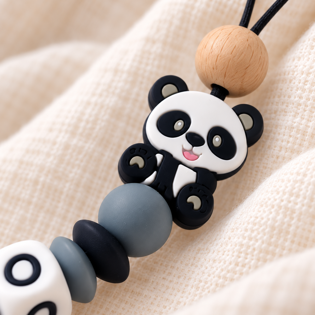 Attache sucette personnalisée Panda et étoile – silicone