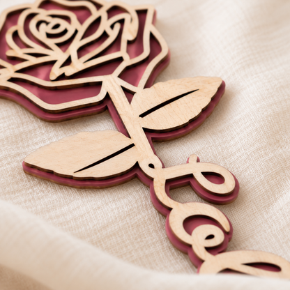 Rose éternelle personnalisée en bois gravé – vue 3