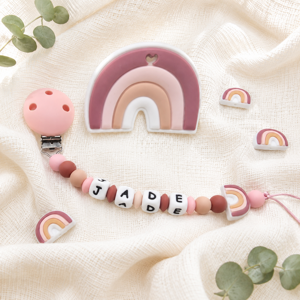 Attache sucette personnalisée Arc en ciel – silicone