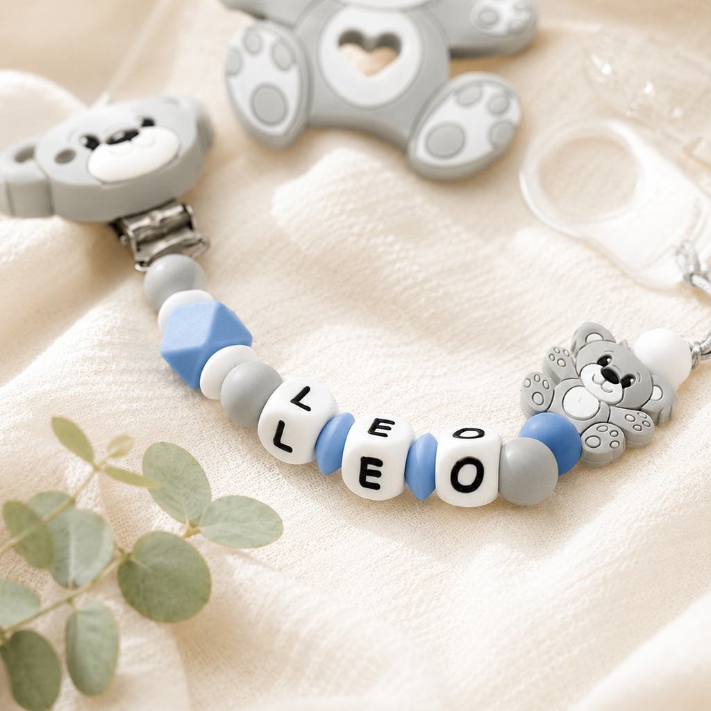 Attache sucette personnalisée ourson – silicone
