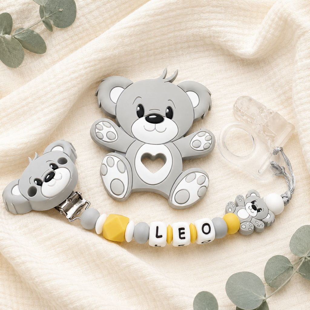 Attache sucette personnalisée ourson – silicone