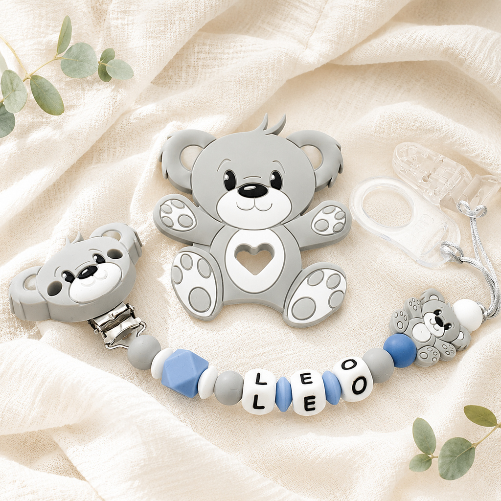 Attache sucette personnalisée ourson – silicone