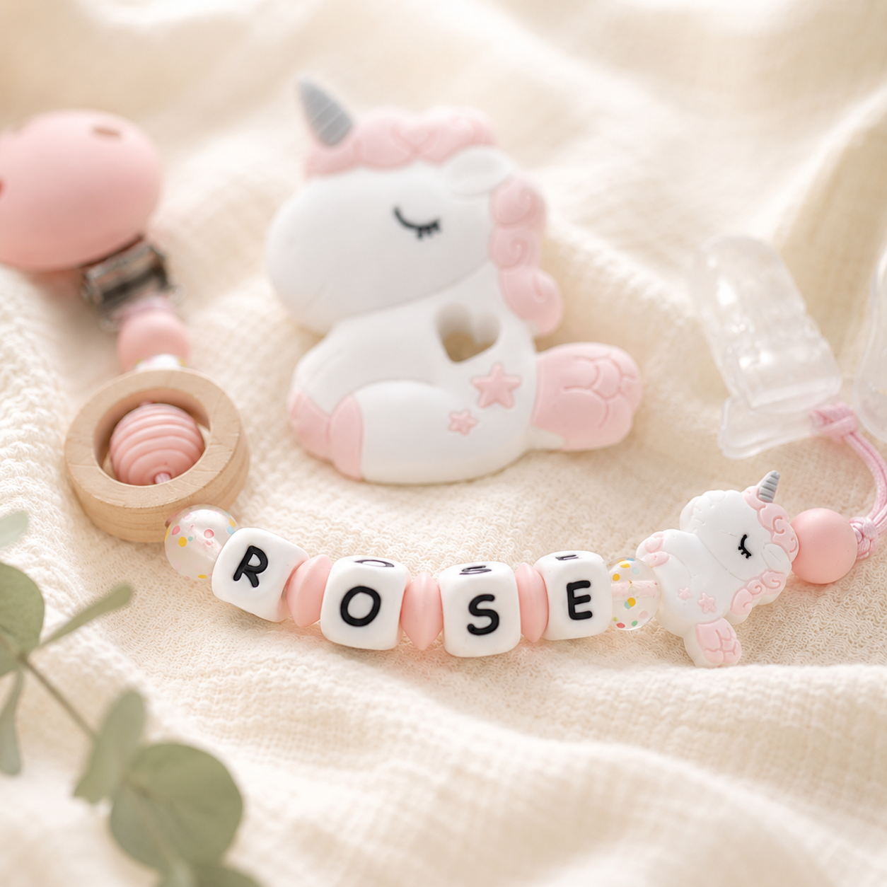Attache sucette personnalisée Licorne – silicone