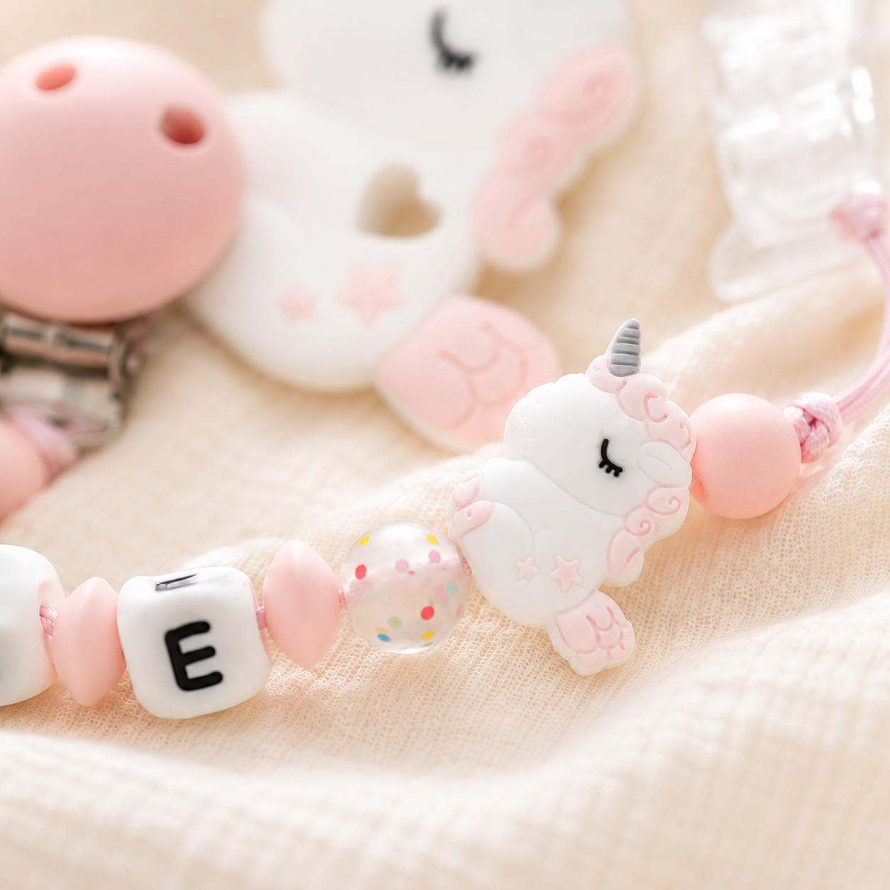 Attache sucette personnalisée Licorne – silicone
