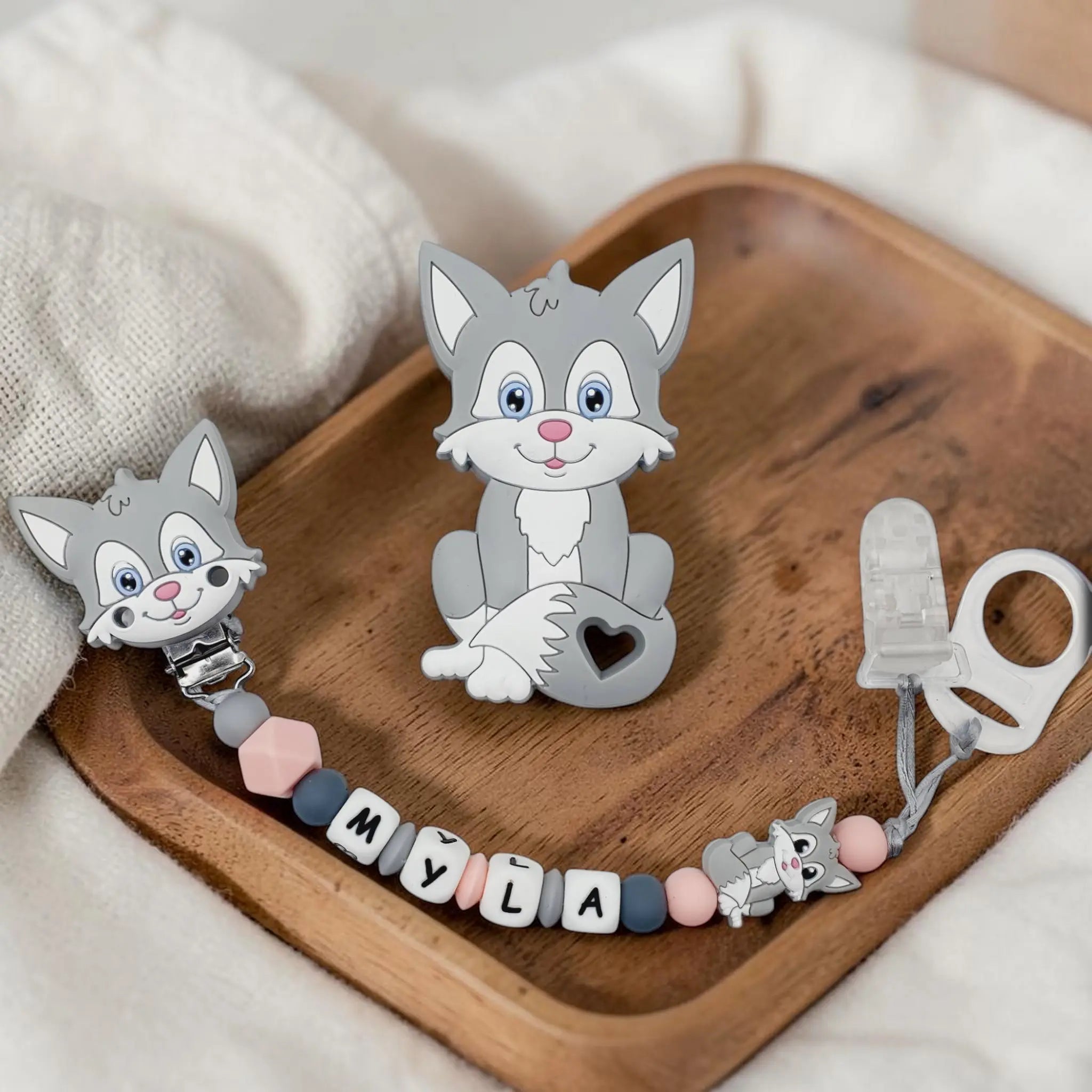 Attache tétine chat silicone
