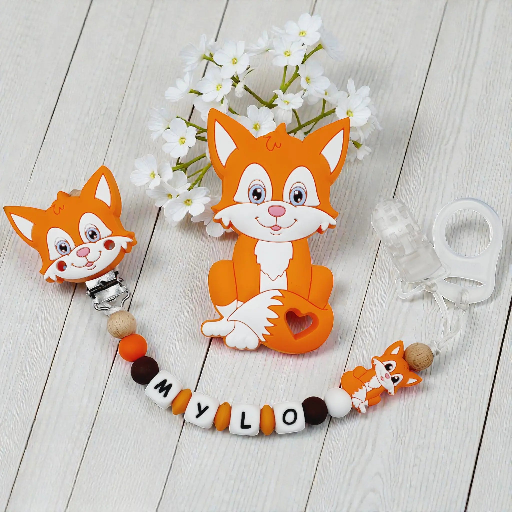 Attache tétine chat silicone