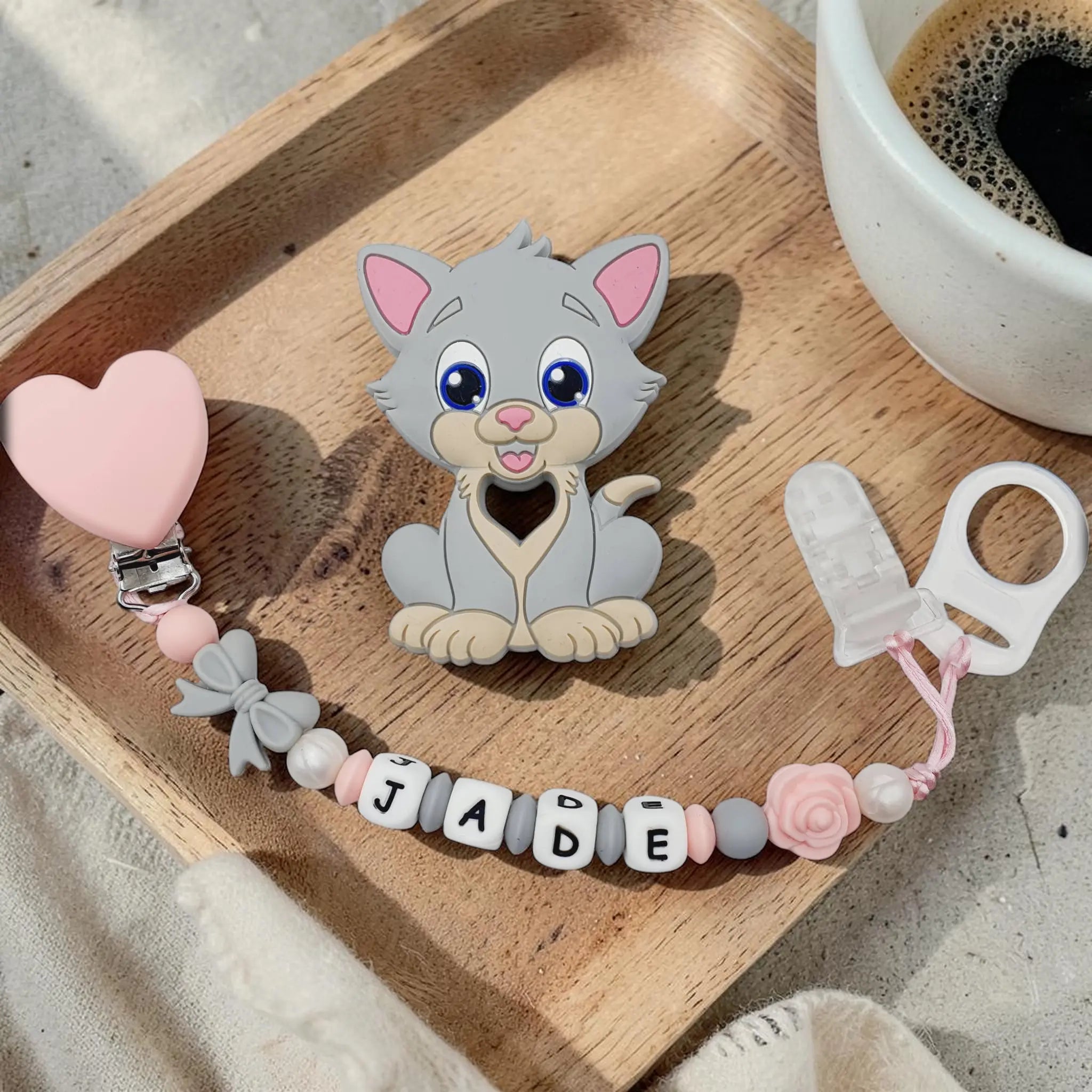 Attache tétine chat silicone