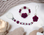 Attache tétine fleur silicone