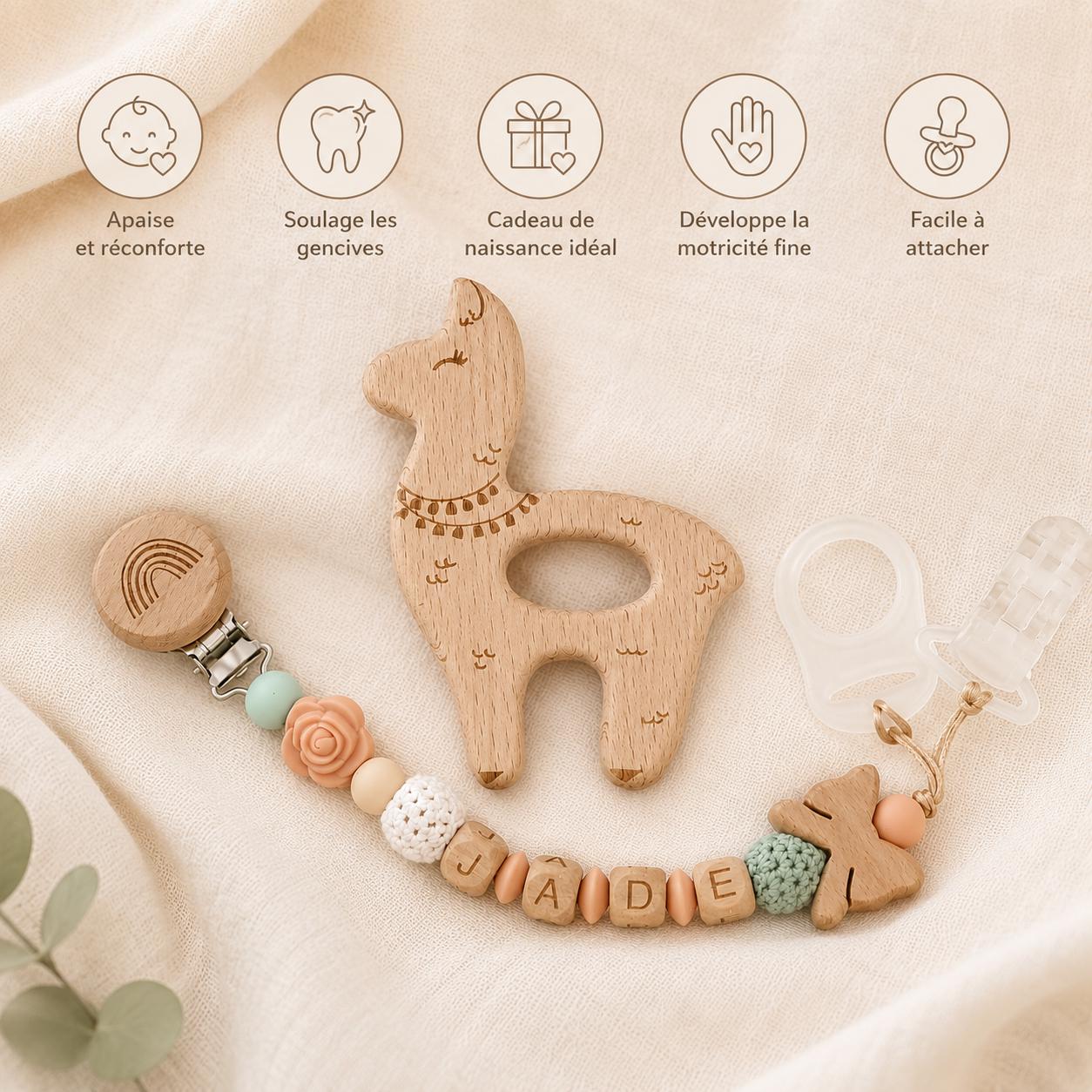 Attache sucette personnalisée nœud papillon et fleur – silicone – vue 5