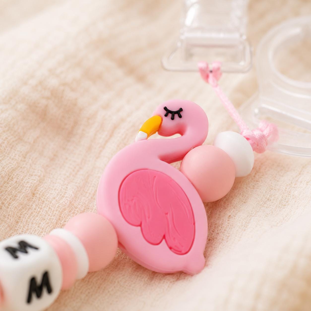 Attache sucette personnalisée cygne – silicone – vue 4