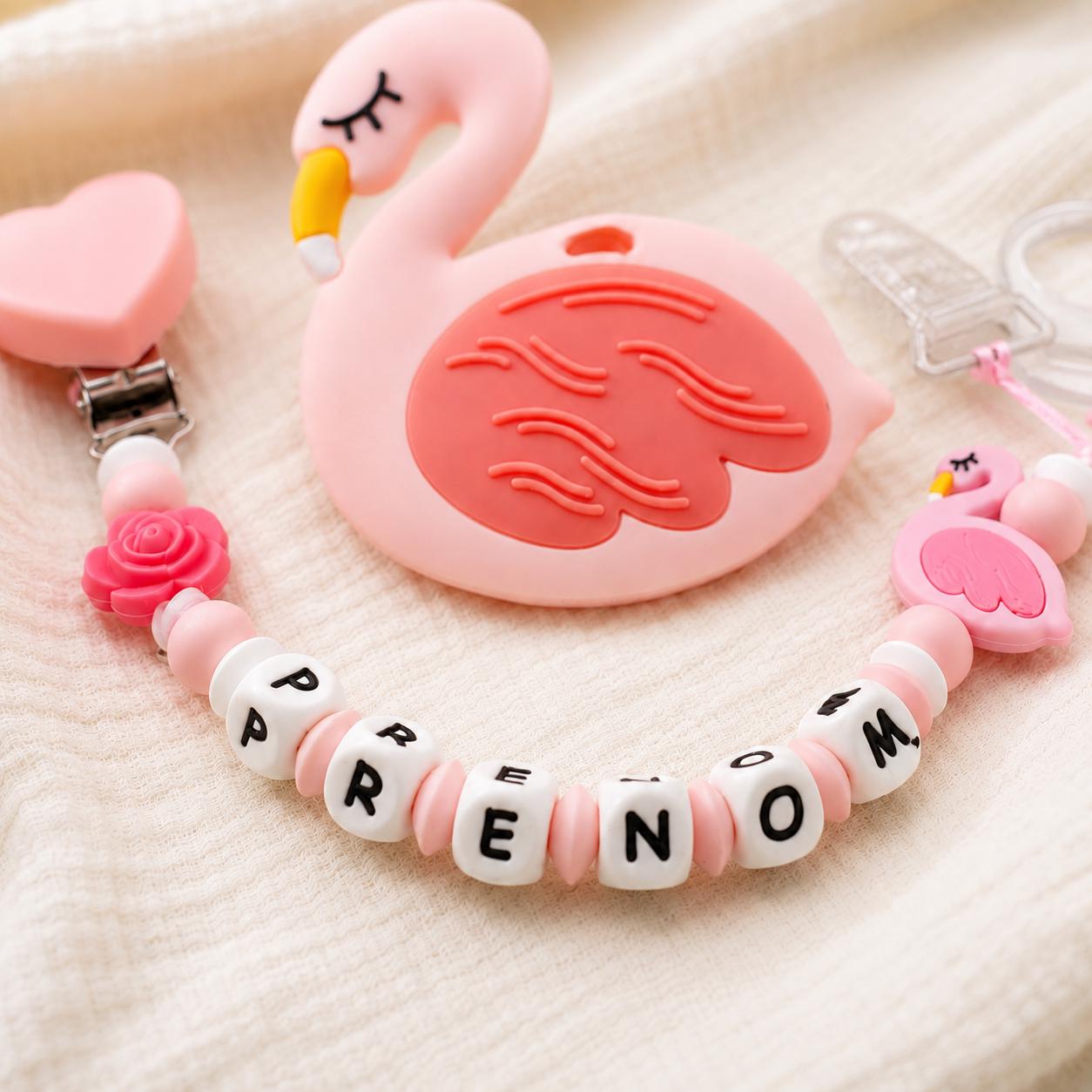 Attache sucette personnalisée cygne – silicone – vue 2