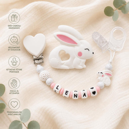 Attache sucette personnalisée lapin – silicone – vue 5