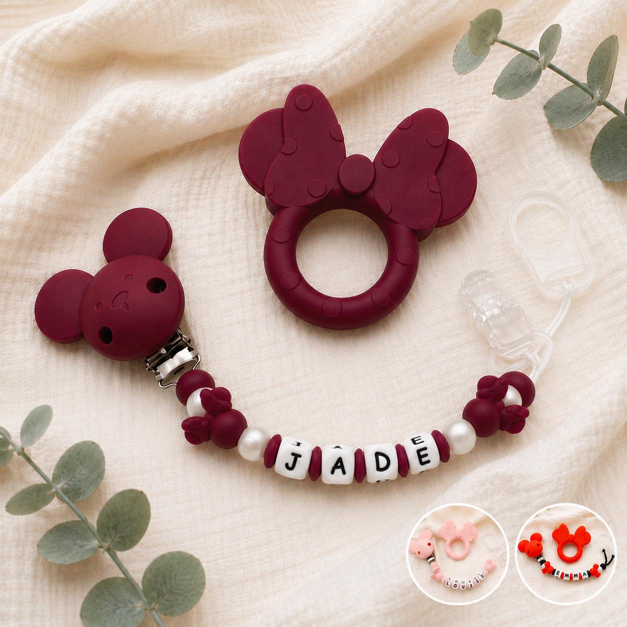 Attache sucette personnalisée Minnie – silicone – photo principale
