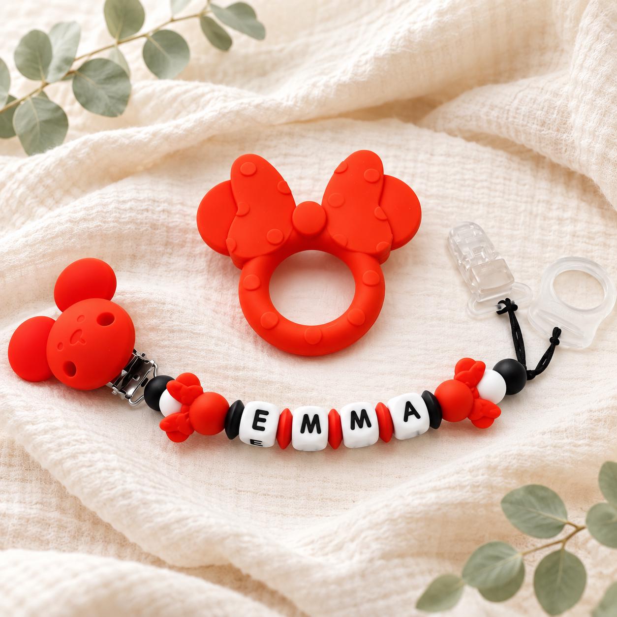 Attache sucette personnalisée Minnie – silicone – vue 7