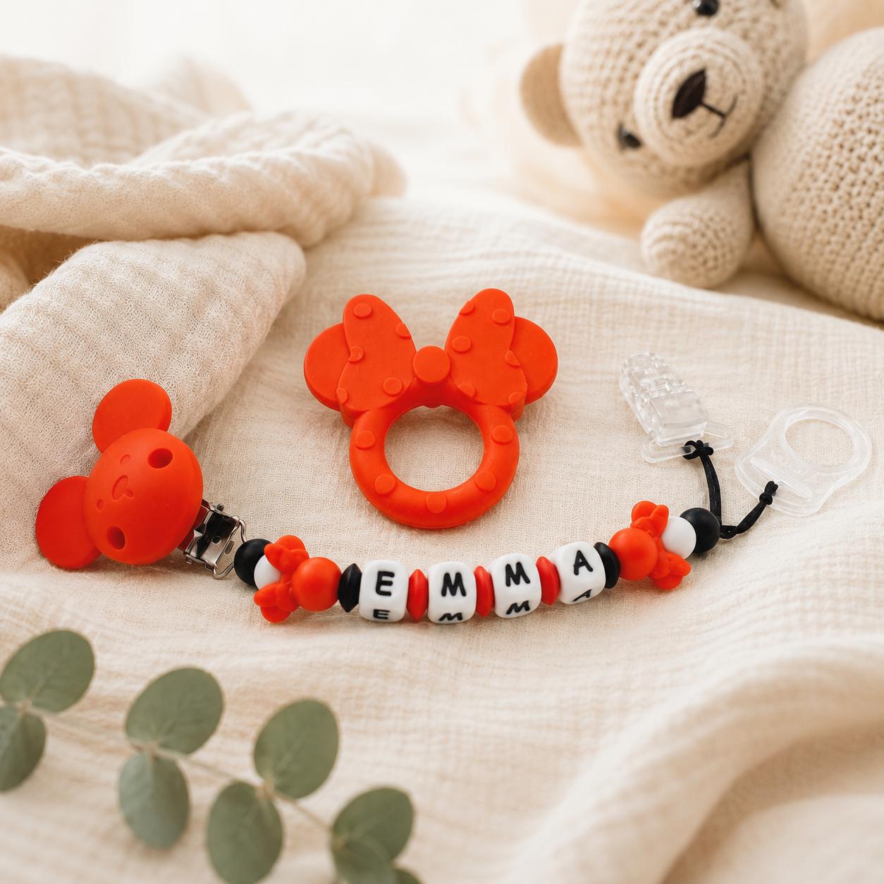 Attache sucette personnalisée Minnie – silicone – vue 5
